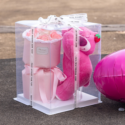 草莓熊玫瑰永生花花束生日礼物送女生朋友闺蜜情人节礼物工厂