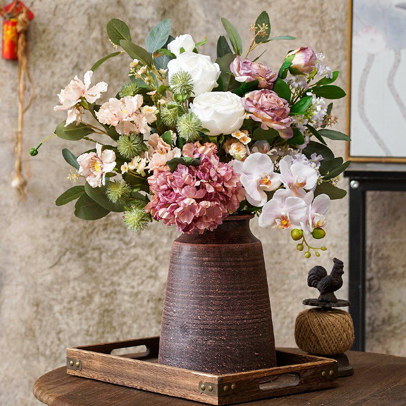 蝴蝶兰仿真花束客厅假花高档装饰摆件餐桌塑料干花手捧花插花摆设