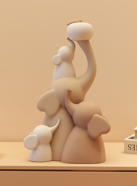 大象客厅a桌面摆件轻奢高档高级感茶几台面家居电视柜黑白寓意好