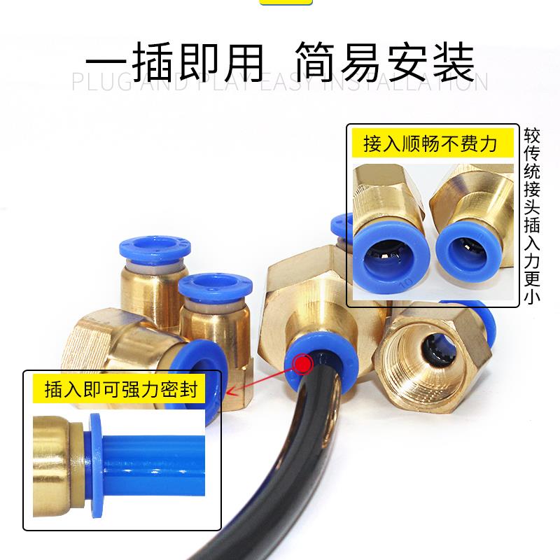 气动元件快接快插内螺纹直通气管接头PCF6-01/8-02/10-03/12-04
