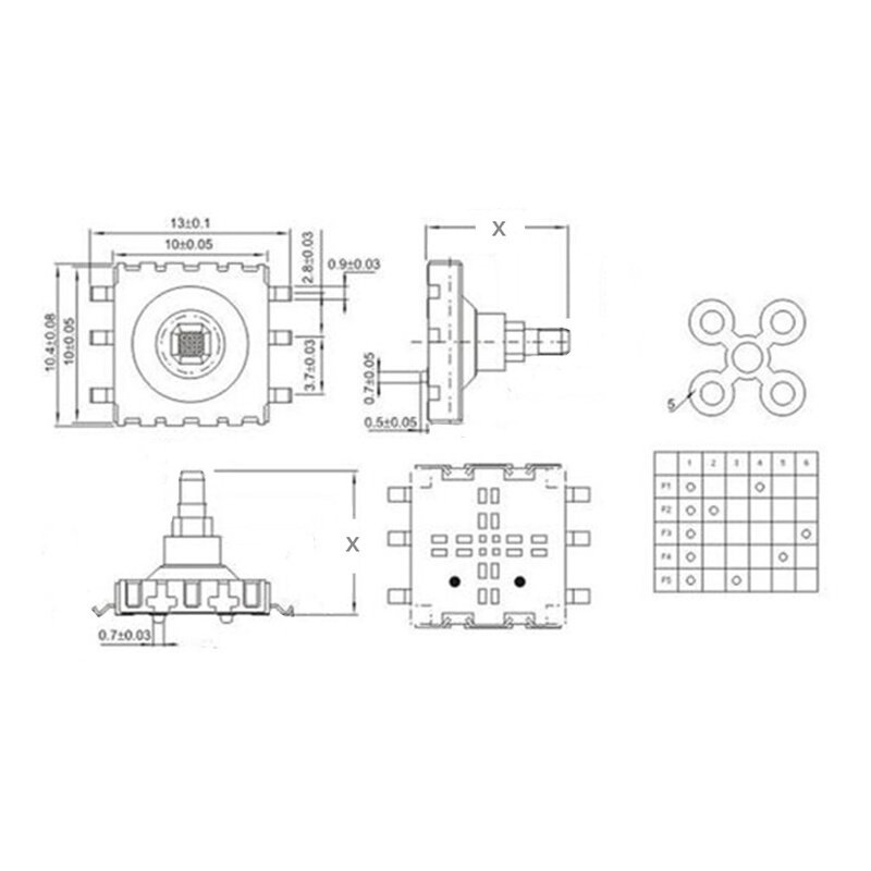 。贴片五向轻触按键开关10x10x9mm 7mm多方向功能选择按键复位开