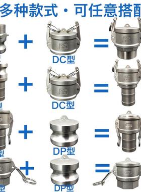 不锈钢快速接头拉杆式扳把式盖子内塞DCDP快装接头油罐车接头帽子