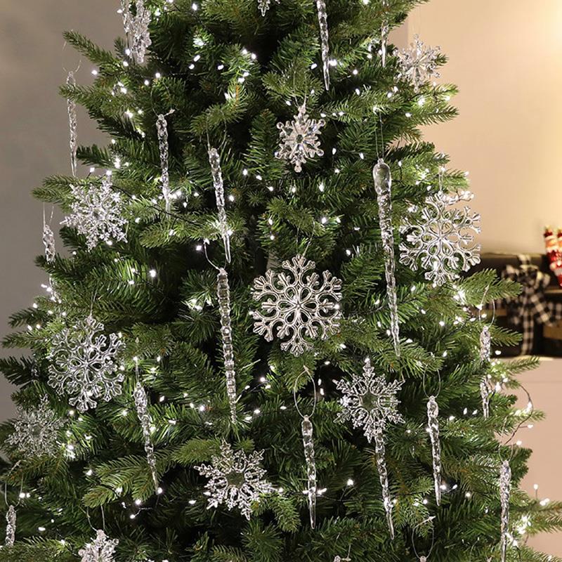 SwanLace唯美透明亚克力立体冰柱冰锥雪花钻石圣诞树吊坠挂饰挂件