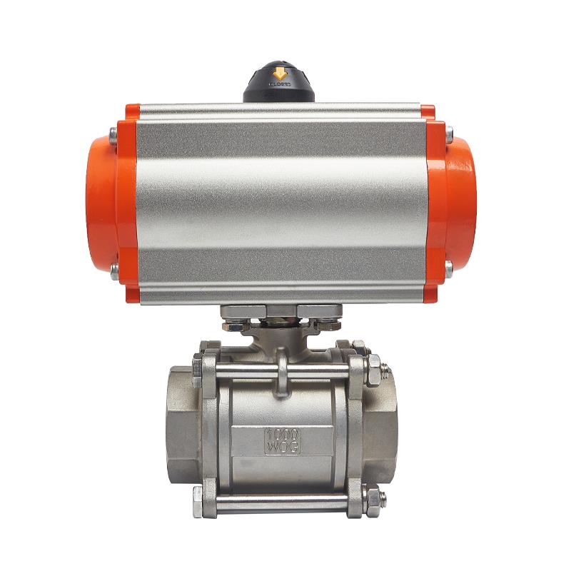 Q611F-16P气动三片式丝扣球阀DN15 20 25 40 螺纹不锈钢304阀门