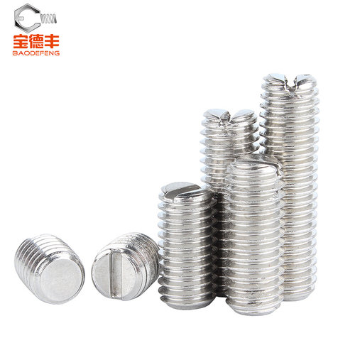 。304不锈钢一字平端紧定螺钉开槽无头螺丝机米顶丝M1.2M2M3M4M5-