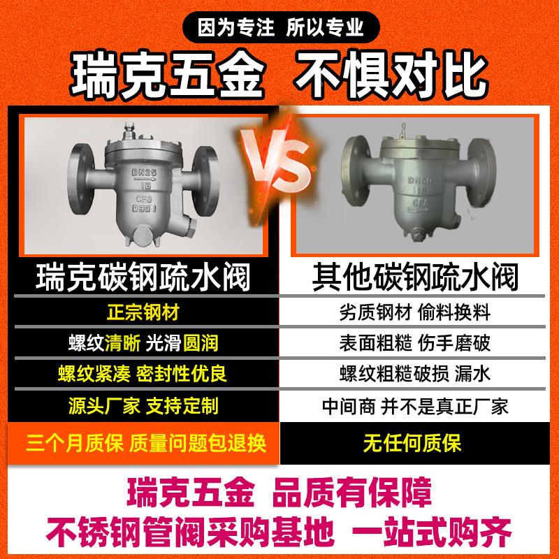 304不锈钢蒸汽法兰疏水阀CS41W/H-16P/C自由浮球式碳钢dn50100