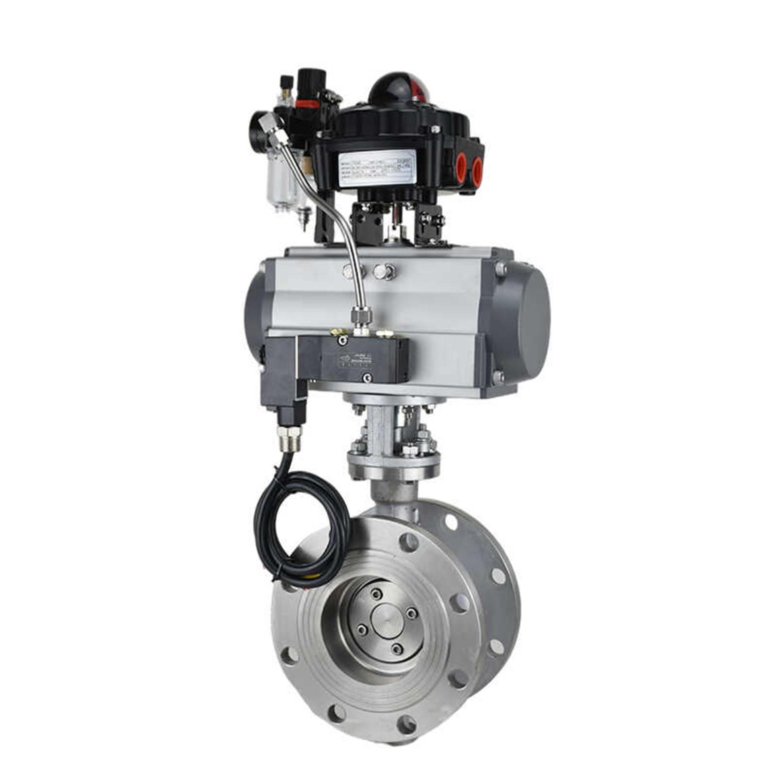 D643W-16P高清蒸汽304/316L不锈钢法兰三偏心防爆气动硬密封蝶阀