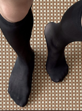 NEAT YEP黑色素面纯色商务袜男士条纹正装丝袜