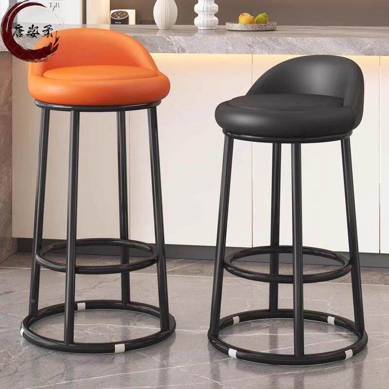 高脚凳子轻奢吧台椅子靠背椅酒吧椅铁艺家用岛台椅前台收银柜台吧