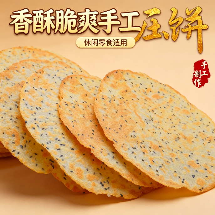 减肥解馋小零食压饼芝麻薄脆饼干0反式脂肪酸低卡小吃代餐网红爆款下午茶昔阳压饼老少皆宜低脂轻食山西特产健身低热量休闲非油炸