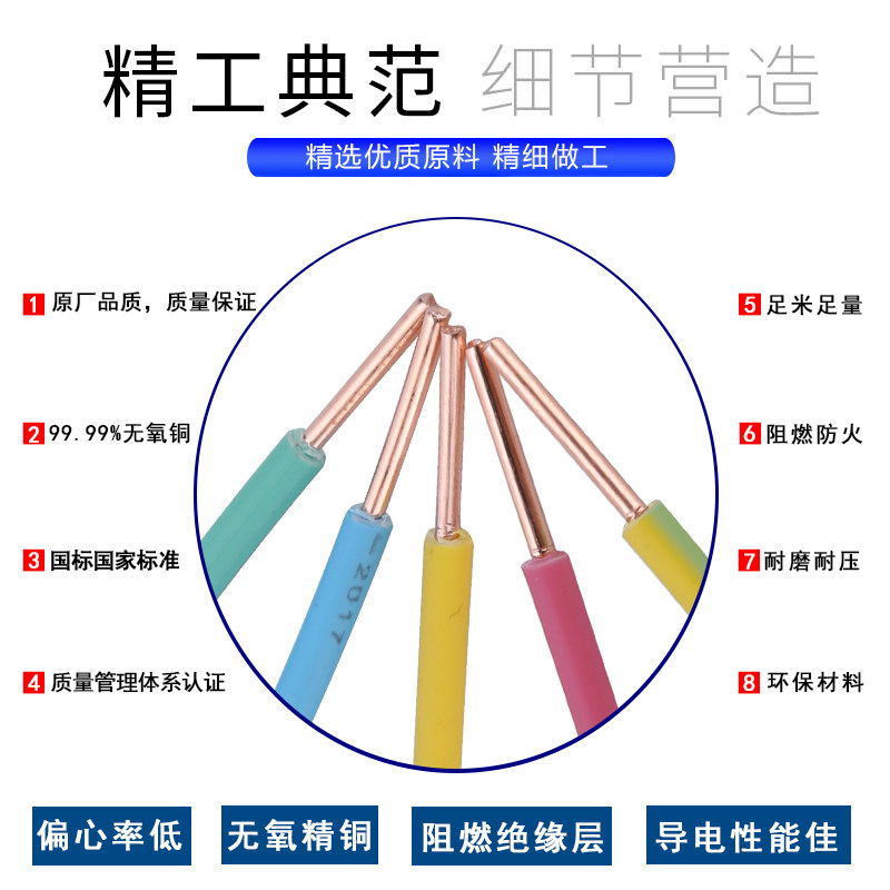 珠江耐火阻燃低烟无卤工程电线WDZB-BYJ2.5平方4/6家装纯铜芯硬芯