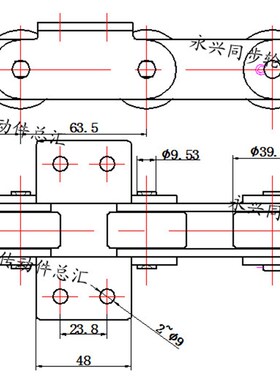 工业输送链条 节距63.5 大滚子双节距弯板链条 C220AL双侧弯板K2