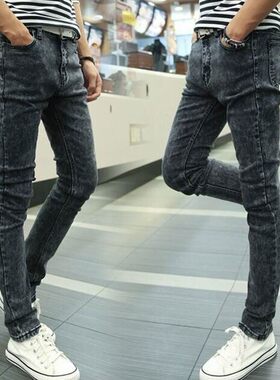 春季黑色牛仔裤男修身弹力小脚裤韩版潮男显瘦瘦腿休闲铅笔裤靴裤