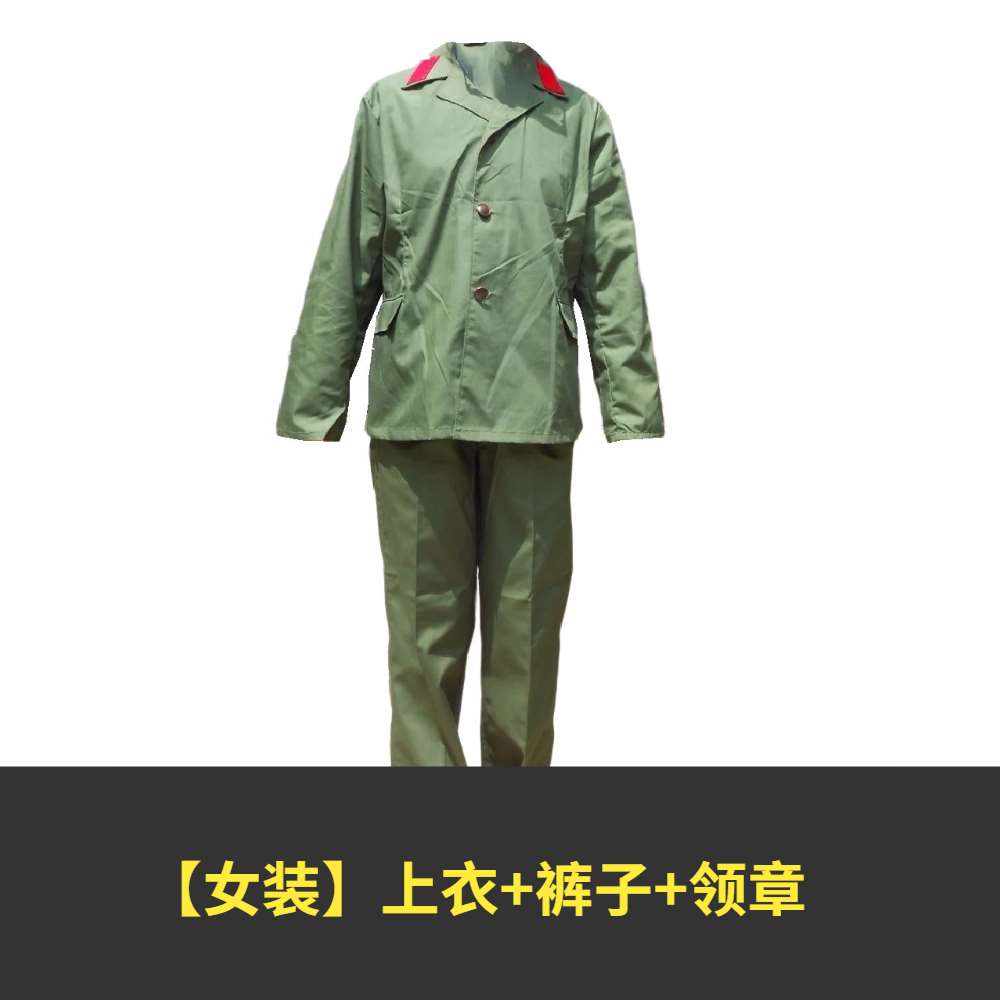 新款涤卡65式军套装的确良男65老式装65装军干服聚会怀旧军绿色演