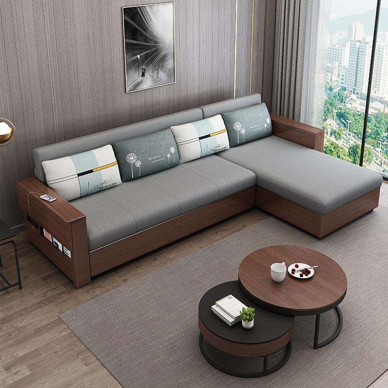 H&中式实木沙发床多功能可折叠简约现代单双人小户型客厅两用沙发