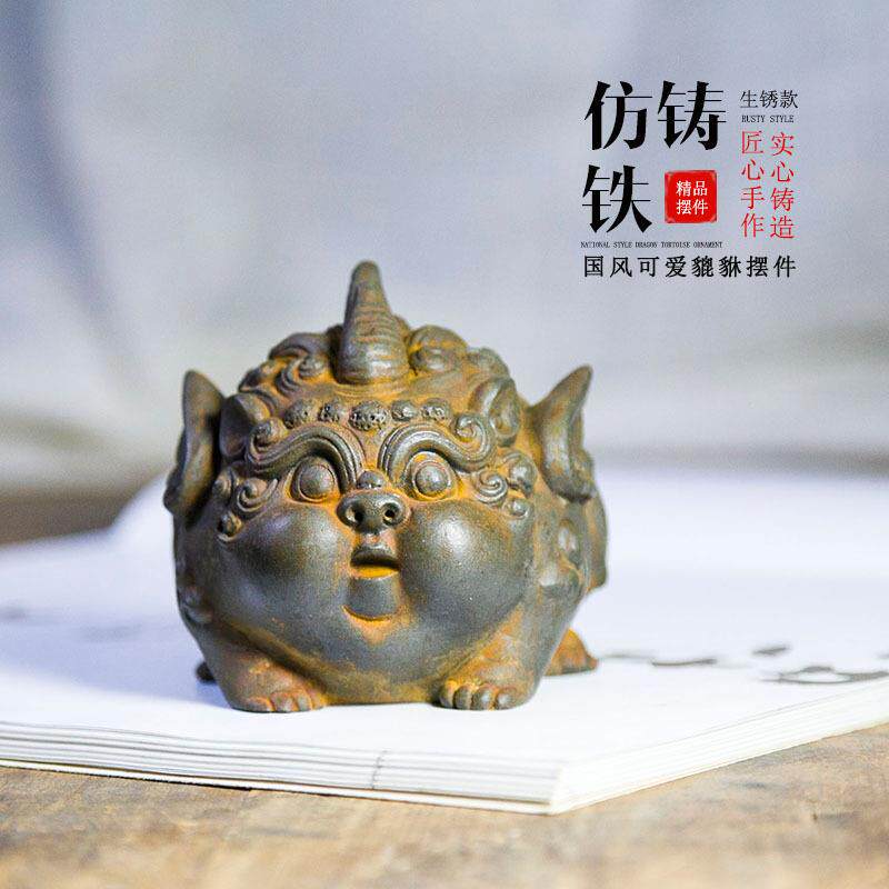 创意国风招财貔貅摆件家居桌面办公室纯手工造型工艺品复古装饰品