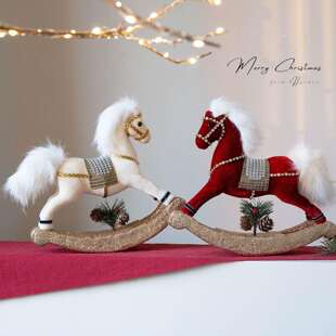 圣诞节装饰创意木马桌面摆件橱窗布置挂件圣诞树顶部装饰树顶星