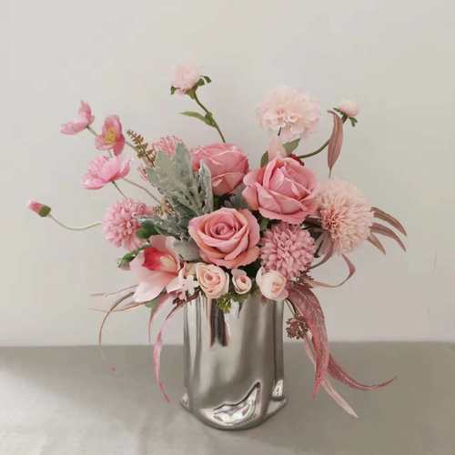 M366混搭手札粉色花束摄影道具办公桌小摆设仿真花绢花假花