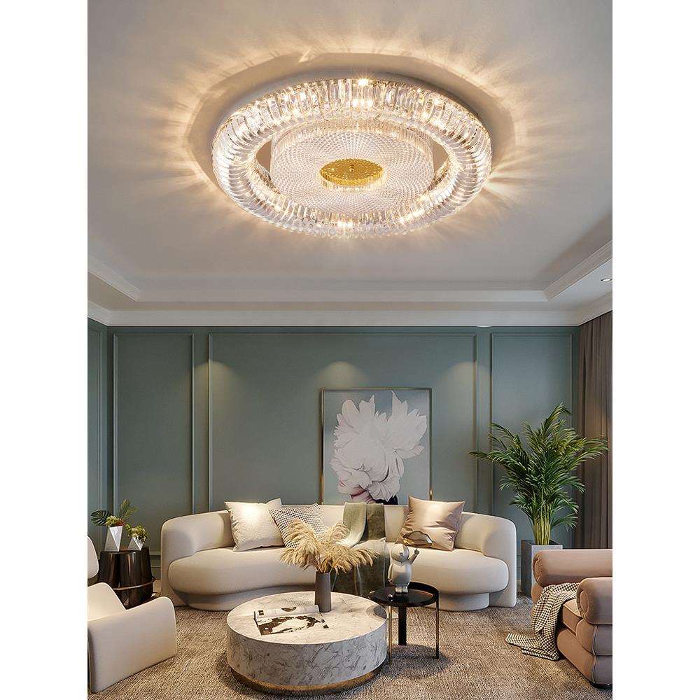 2025年新款后现代轻奢水晶吸顶灯客厅灯简约圆形卧室家用吸顶套装