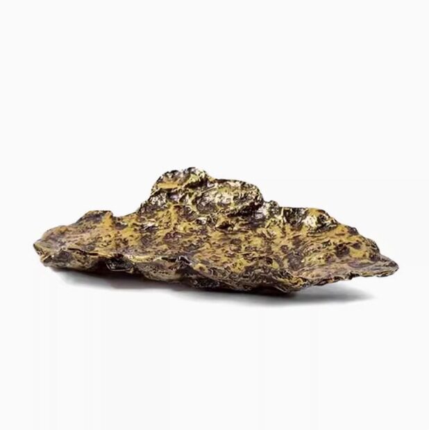 奢树皮肌理金色果盘托盘摆件几何北欧样板房艺术抽象摆件摆件