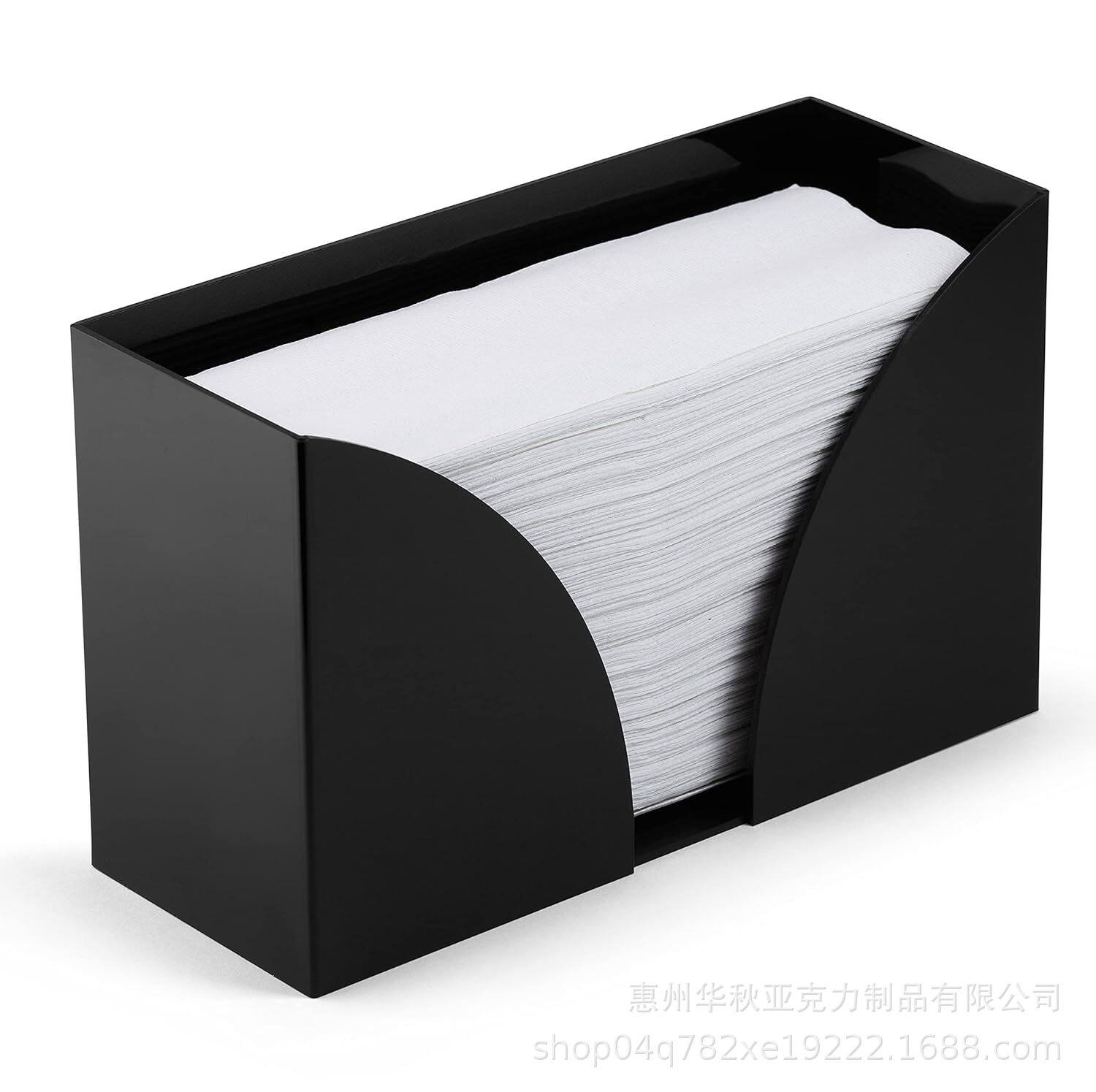 跨境热卖亚克力纸巾架黑色餐巾纸收纳盒浴室厨房擦手纸分配存放盒