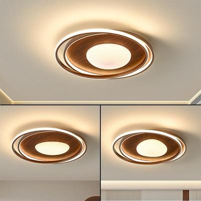 复古卧室灯2025新款中古风灯具现代简约胡桃木色护眼吸顶灯3810