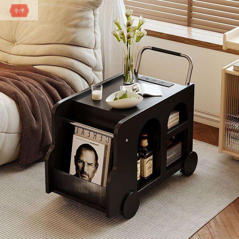 法式可移动沙发边几轻奢高级感茶几小桌子边柜卧室推车置物架客厅