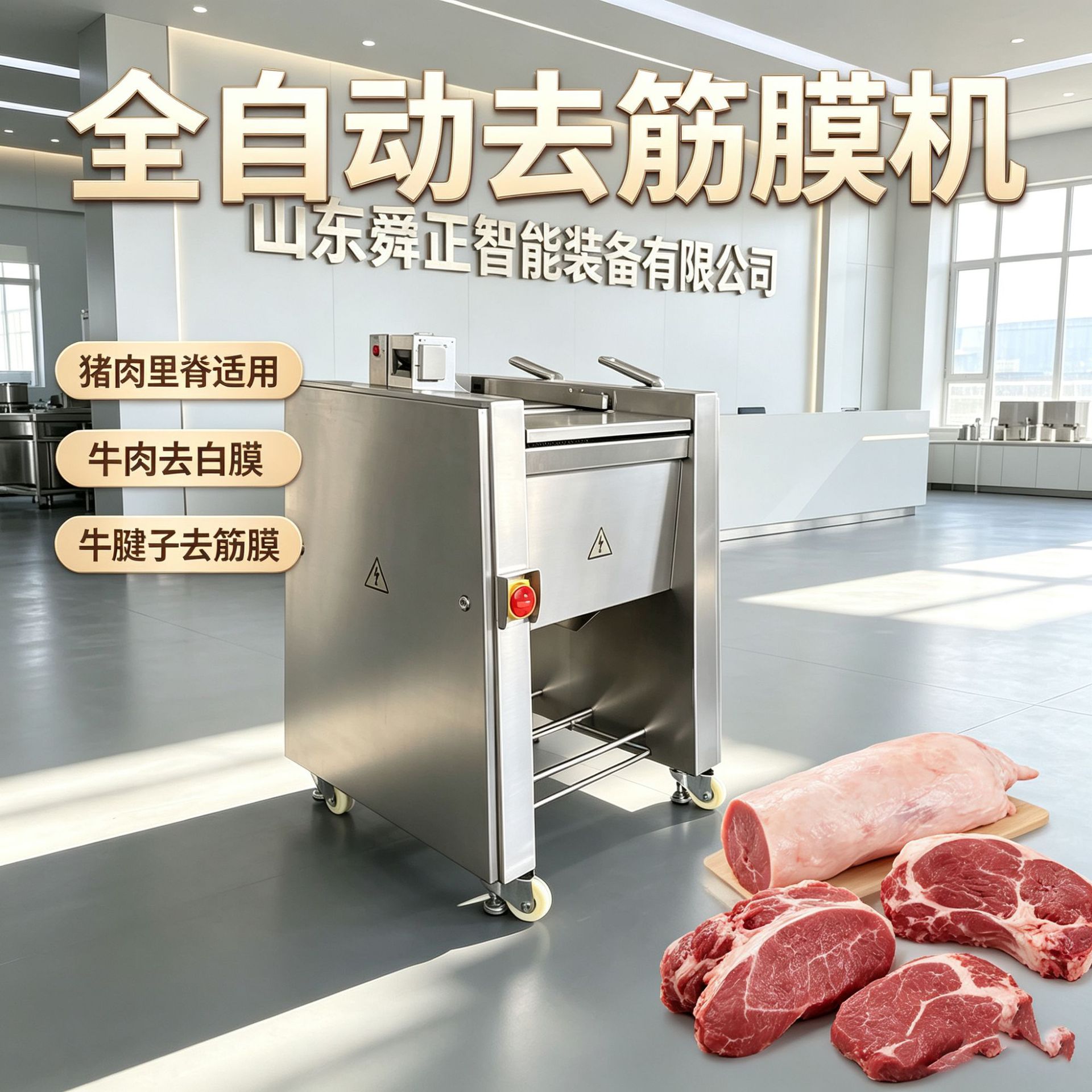 全自动猪肉里脊去筋膜机 猪腰去油脂牛心去白膜 鲜肉连续切大片机