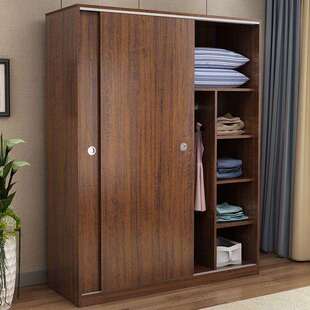 衣柜推拉门实木板式简易卧室储物柜衣橱柜柜子家用收纳家具出租房