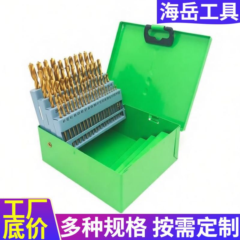 跨境60PC号码钻头组套镀钛麻花钻头圆柄镀钛不锈钢开孔钻头麻花钻