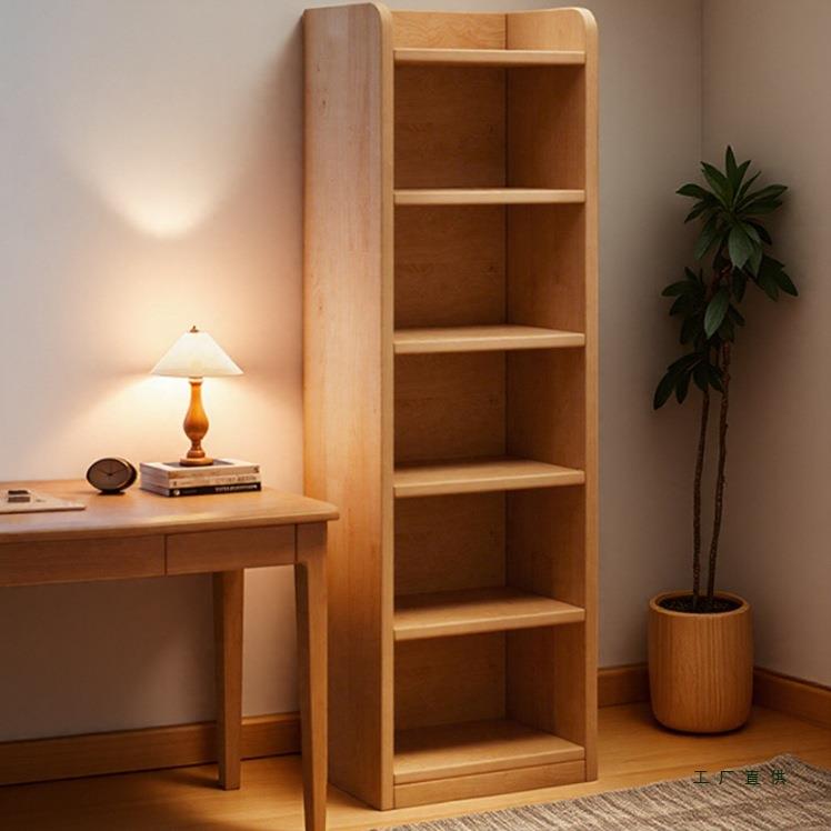 实木转角书架落地置物架松木窄缝柜儿童家用收纳柜子客厅简易书柜
