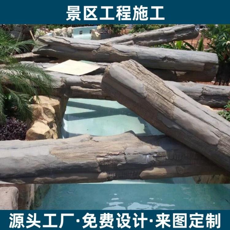 广州景观工程设计施工公司承接大型水泥仿木桩GRC外墙构件施工