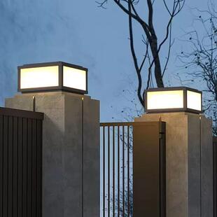 太阳能柱头灯现代简约户外防水庭院灯室外别墅围墙花园柱子灯柱灯