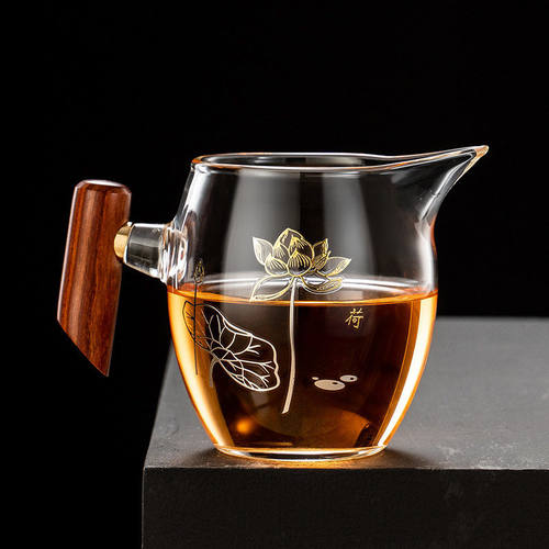 木把玻璃公道杯加厚茶海过滤分茶器茶具配件耐热茶漏茶滤套装日式