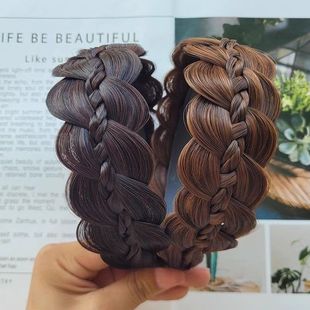 发箍假发防滑带齿麻花辫发箍女新款编发辫子发卡女级感发头假发
