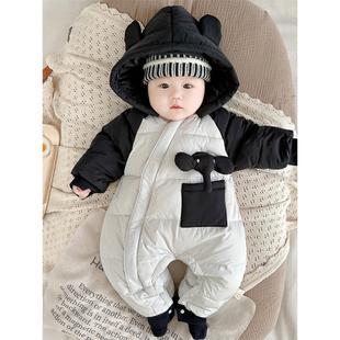 韩国Uamtor婴儿小象羽绒服连体衣秋冬季新款宝宝超萌洋气抱衣爬服