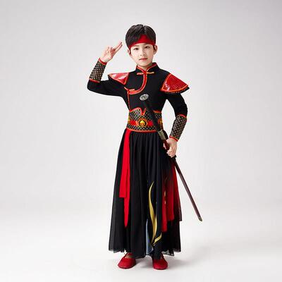 高档古儿中国风男舞蹈服骁侠客演童出服霍元甲象王行剑舞服装女装
