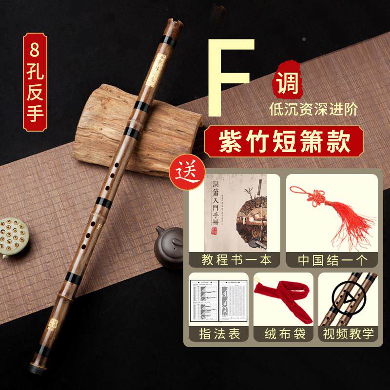 高档乐器初学入门专业笛子演制奏紫竹短萧笛八孔GF调箫六精古风玉