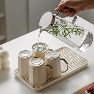 客厅招待客人杯子茶杯带把手 轻奢高级感水杯家用高档茶具水具套装