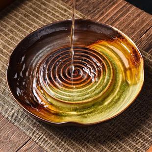 茶盘托盘茶台 仿古柴烧壶承圆形家用茶壶隔热垫养壶垫陶瓷禅意日式