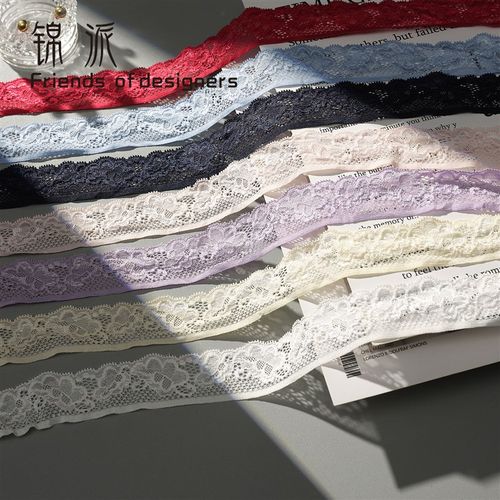 锦派 绿色3.5cm树叶弹力蕾丝花边布条装饰带