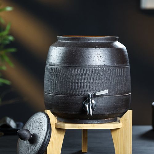 粗陶日式小酒罐家用紫砂水缸冷水壶茶水缸泡酒坛自助酱油壶6升