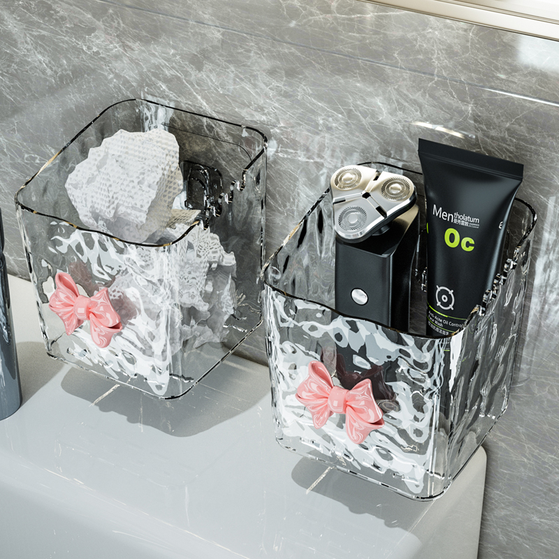 废弃洗脸巾收纳盒壁挂卫生间擦脸巾收纳筐厕所洗手台洗漱台置物架