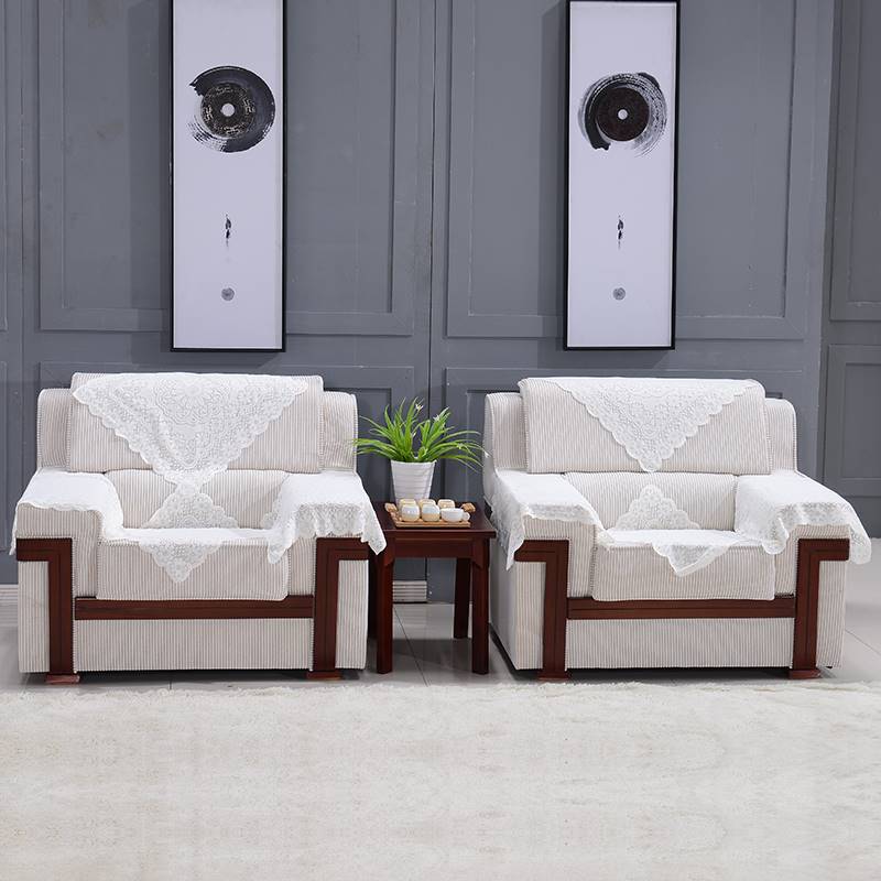 贵宾接待室会议沙发布艺可拆洗沙发办公沙发茶几组合白色单人三w