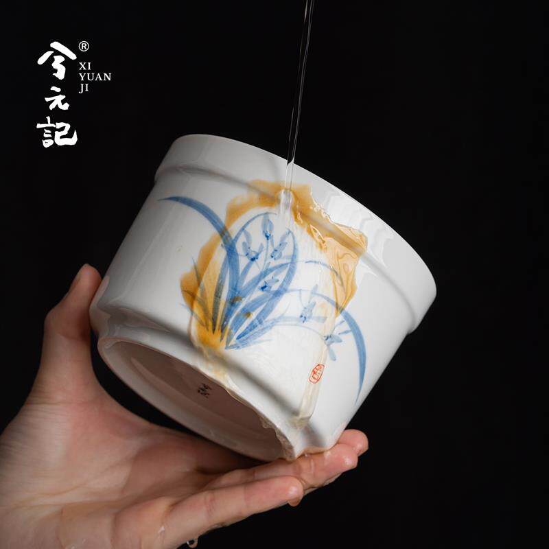 手绘青花影青玉瓷炖盅家用隔水炖蒸盅高温陶瓷蒸蛋釉下彩炖汤罐碗