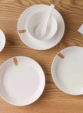 精选敏杨碗碟套装 家用碗盘白月光16头礼盒套装送礼釉下彩骨瓷纯