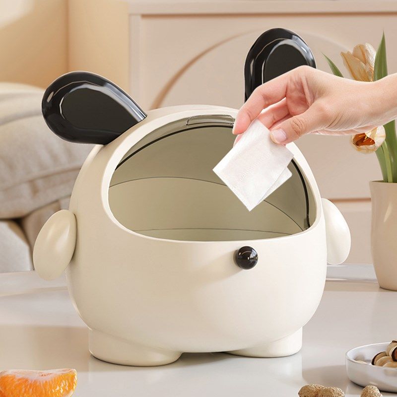精选桌面垃圾桶家用客厅卧室桌上台面可爱少女卡通带翻盖迷你小纸