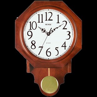 精选汉时钟表八角挂钟创意中式家用静音时钟客厅摆钟老式简约挂表