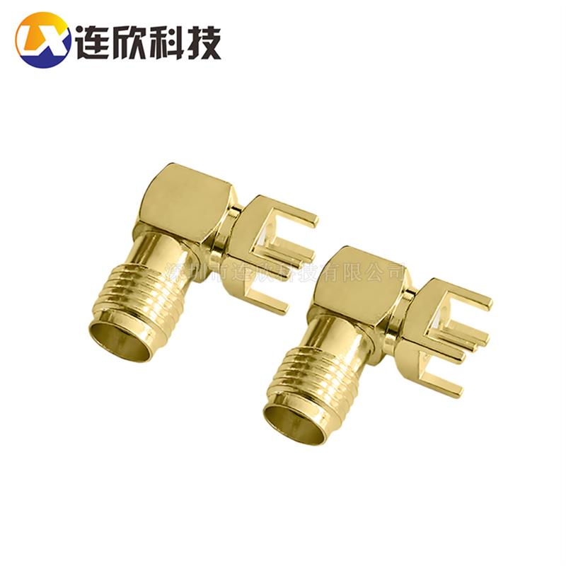 SMA-KWE 射频同轴连接器-KWE弯脚外螺内针母座 RF射频天线焊板