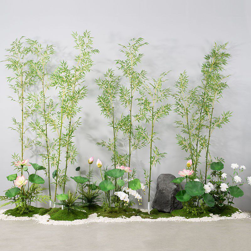 精选仿真荷花造景中式植物软装布景餐厅诗意国风假绿植造景仿生花